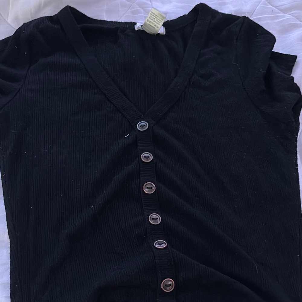 Bozzolo Black Ribbed Top